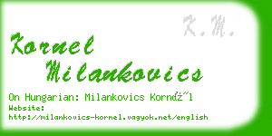 kornel milankovics business card